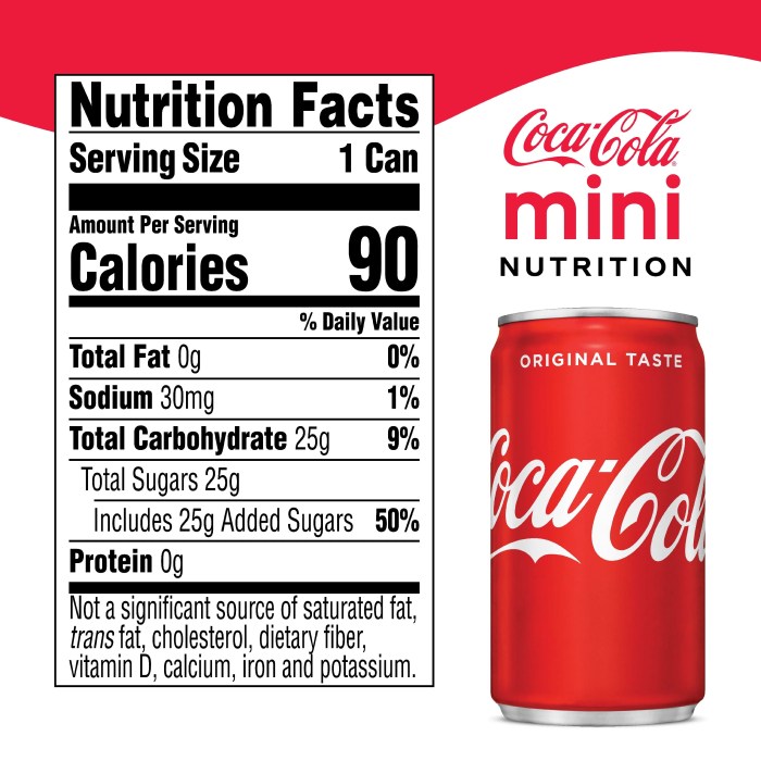 Nutrition facts for coke a cola