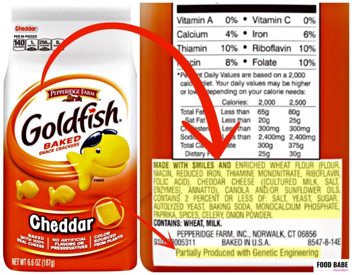 Nutrition facts of goldfish crackers